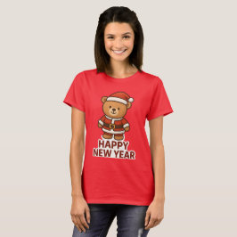 Zachte Teddbeer Kerstman Gelukkig Nieuwjaar Sticke T-shirt