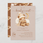 Zachte teddybeer babyshower uitnodigingen (Voorkant / Achterkant)