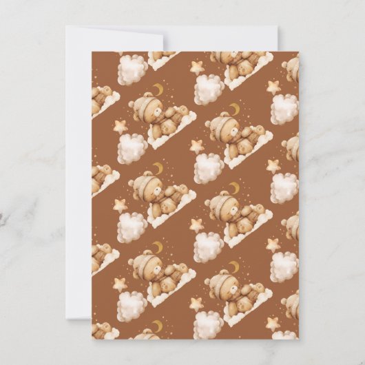 Zachte teddybeer babyshower uitnodigingen (Achterkant)