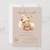 Zachte teddybeer babyshower uitnodigingen (Voorkant)