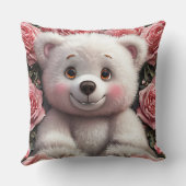 🧸🌸 Zachte Teddybeer Bloem Liefde Cadeau ✨ Kussen (Achterkant)