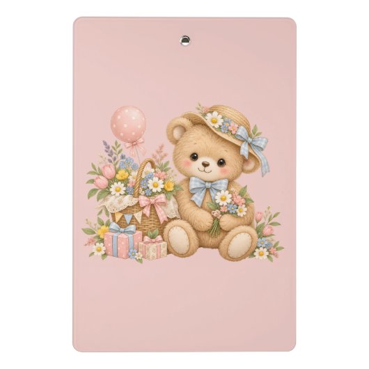Zachte Teddybeer Feestelijke Ontwerp Mini Klembord (Achterkant)