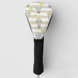 Zachte teddybeer-hete-luchtballon Neutraal patroon Golfheadcover