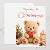 Zachte Teddybeer Kerstkaart Kaart (Voorkant / Achterkant)
