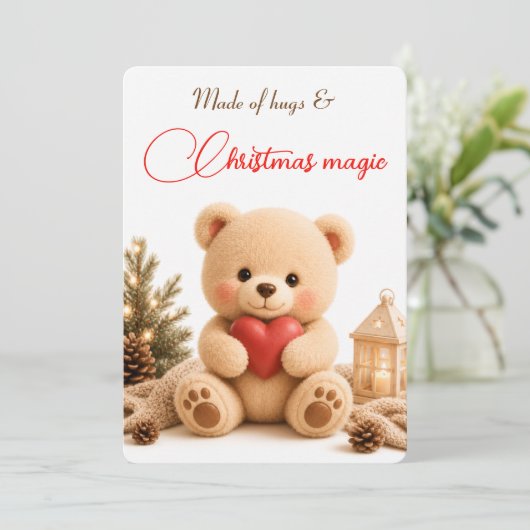 Zachte Teddybeer Kerstkaart Kaart (Staand voorkant)