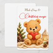 Zachte Teddybeer Kerstkaart Kaart (Voorkant / Achterkant)