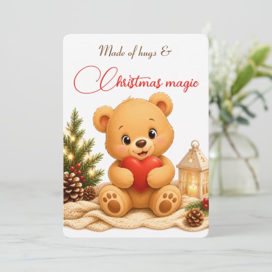 Zachte Teddybeer Kerstkaart Kaart (Staand voorkant)