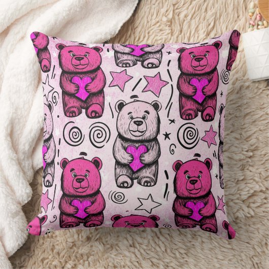 Zachte Teddybeer Valentijnsdag Patroon Kussen (Deken)