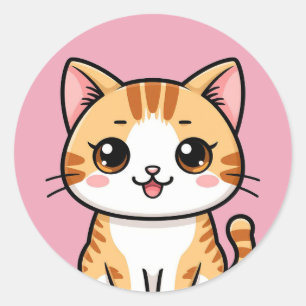 Zachte Tekenfilm Oranje Kat 🐱✨ Knus Babykamer Dec Ronde Sticker