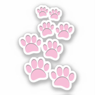 Zachte Tekening Huisdier Pootspoor Roze Sticker