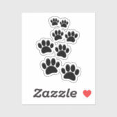 Zachte Tekening Huisdier Pootspoor Zwart Sticker (Vel)