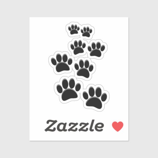 Zachte Tekening Huisdier Pootspoor Zwart Sticker (Vel)
