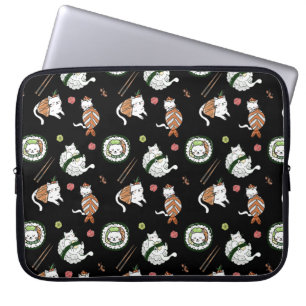Zachte Tekening Sushi Rol Katjes Patroon Laptop Sleeve