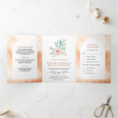 Zachte terracotta boog woestijn bloemencactus brui drieluik uitnodiging (Binnen)