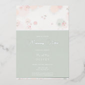 Zachte Theerozen Ochtend Erna Folie Uitnodiging (Voorkant)