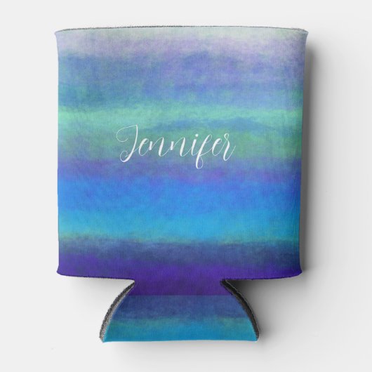 Zachte tinten blauw en groen blikjeskoeler (Voorkant)