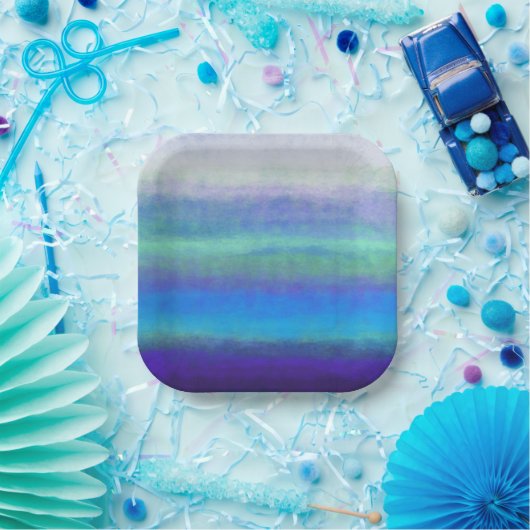 Zachte tinten blauw en groen papieren bordje (Feest)