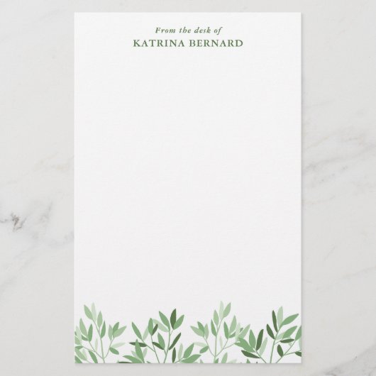 Zachte tinten groen groen van het bureau van briefpapier (Voorkant)