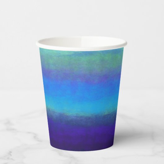 Zachte tinten van blauwe en groene papierbekertjes papieren bekers (Links)