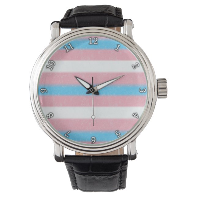 Zachte Transgender Pride Flag Colors Stripes W Horloge (Voorkant)