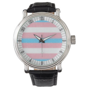 Zachte Transgender Pride Flag Colors Stripes W Horloge