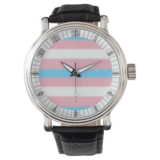 Zachte Transgender Pride Flag Colors Stripes W Horloge (Voorkant)