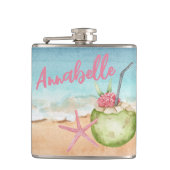 Zachte trendy naam strand cocktail tropisch heupfles (Voorkant)