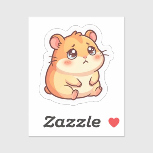 Zachte Treurige Kawaii Hamster Sticker (Vel)