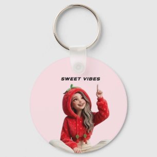 Zachte trillingen Cute Strawberry hoodie meisje Sleutelhanger