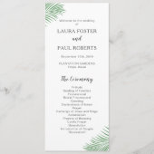 Zachte Tropische Palm Leaf Wedding Programma Programmakaart (Voorkant)