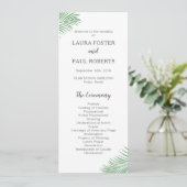 Zachte Tropische Palm Leaf Wedding Programma Programmakaart (Staand voorkant)