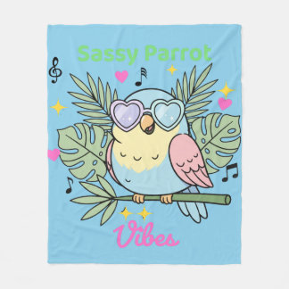 Zachte tropische "Sassy Parrot Vibes" Hart Zonnebr Fleece Deken