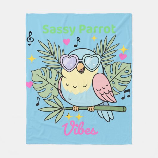 Zachte tropische "Sassy Parrot Vibes" Hart Zonnebr Fleece Deken (Voorkant)