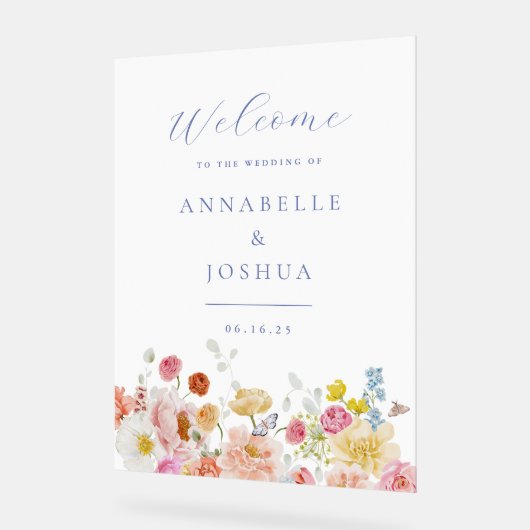 Zachte tuin bloemen bruiloft acryl bord (Hoek)