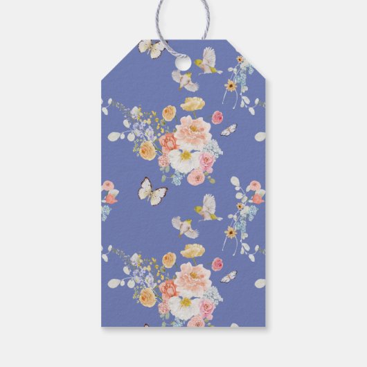 Zachte tuin bloemen bruiloft cadeaulabel (Achterkant)