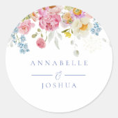 Zachte tuin bloemen bruiloft ronde sticker (Voorkant)