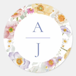 Zachte tuin bloemen bruiloft ronde sticker