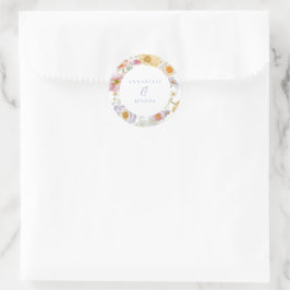 Zachte tuin bloemen bruiloft ronde sticker