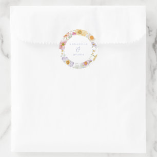 Zachte tuin bloemen bruiloft ronde sticker