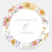 Zachte tuin bloemen bruiloft ronde sticker (Voorkant)