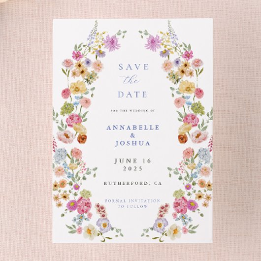 Zachte Tuin Bloemen Trouwen Save the Date Kaart
