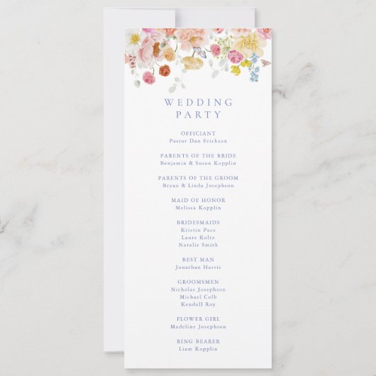 Zachte Tuin Bloemen Wedding Ceremony Programma (Achterkant)