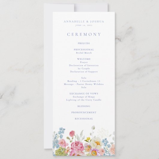 Zachte Tuin Bloemen Wedding Ceremony Programma (Voorkant)