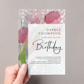 Zachte tulpen elegante verjaardag acryl uitnodigingen (Insitu (Draagbaar))