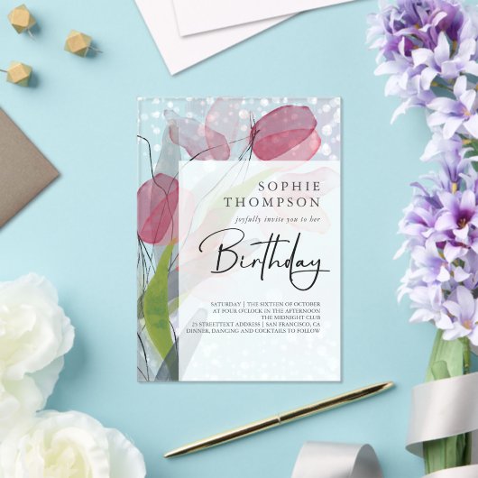 Zachte tulpen elegante verjaardag acryl uitnodigingen (Insitu (Huwelijk))