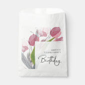 Zachte tulpen elegante verjaardag bedankzakje (Voorkant)