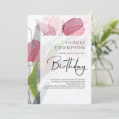 Zachte tulpen elegante verjaardag kaart (Staand voorkant)