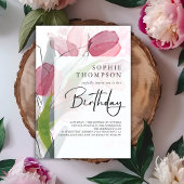 Zachte tulpen elegante verjaardag kaart