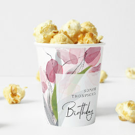 Zachte tulpen elegante verjaardag papieren bekers