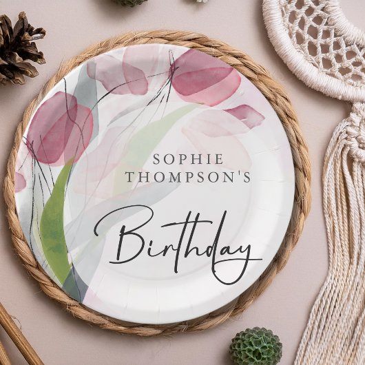 Zachte tulpen elegante verjaardag papieren bordje